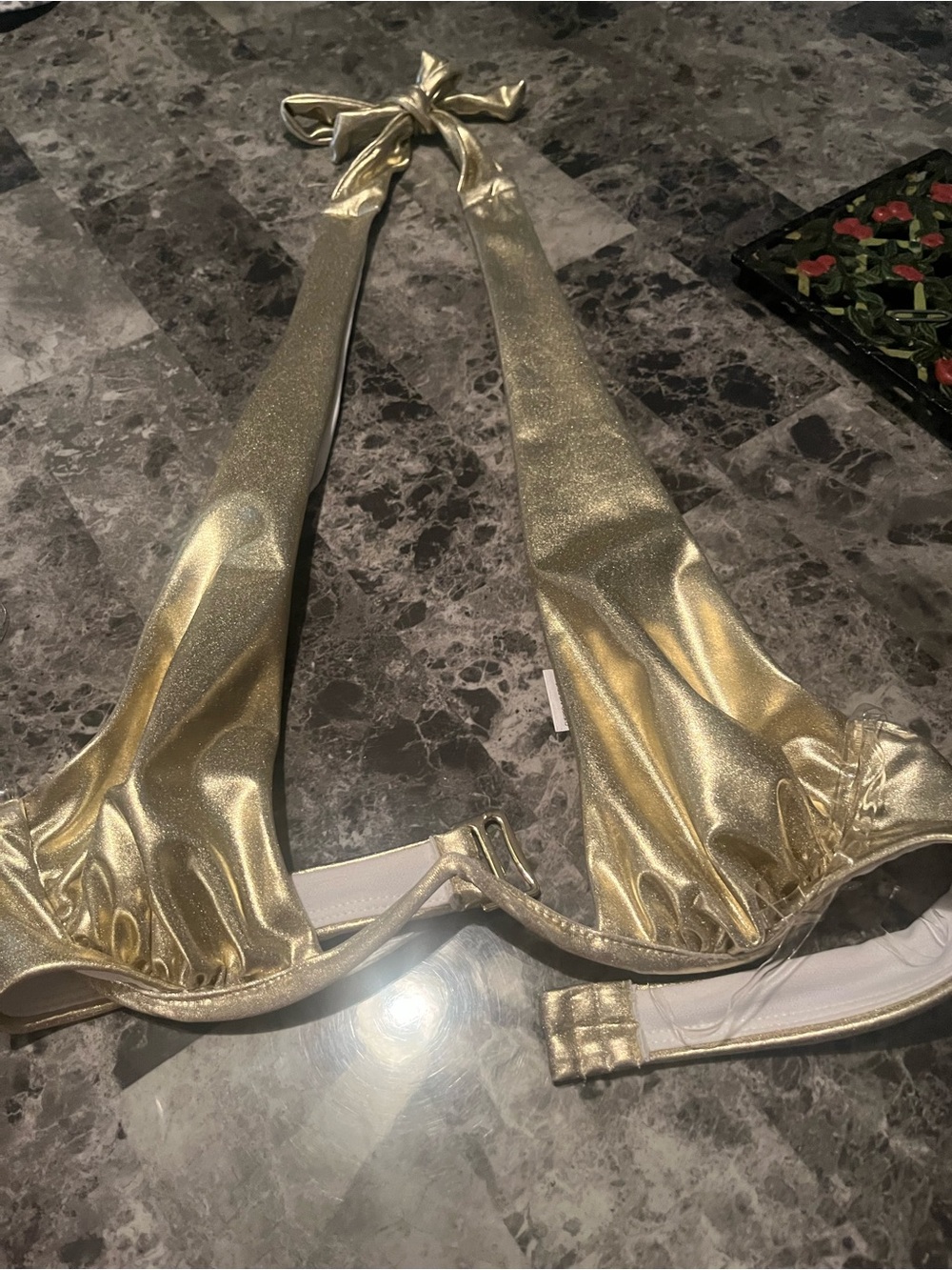 Gold swim top